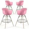 Buy Bar Stool - Scandinavian Design - Wooden Legs - Pack of 4 - Nordika Pink 61563