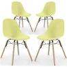 Buy Dining Chair - Scandinavian Design - Wooden Legs - Pack of 4 - Skögur Pastel yellow 61566