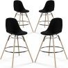 Pack of 4 Bar Stools - Scandinavian Design - Wooden Legs - Skögur image 9