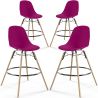 Pack of 4 Bar Stools - Scandinavian Design - Wooden Legs - Skögur image 9