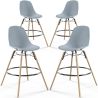 Pack of 4 Bar Stools - Scandinavian Design - Wooden Legs - Skögur image 9