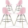 Buy Bar Stool - Scandinavian Design - Wooden Legs - Pack of 4 - Skögur Pastel pink 61567