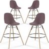 Pack of 4 Bar Stools - Scandinavian Design - Wooden Legs - Skögur image 9