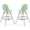 Buy Bar Stool - Scandinavian Design - Wooden Legs - Pack of 2 - Skögur Pastel green 61565