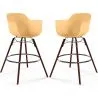 Buy Bar Stools - Scandinavian Design - Dark Wood Legs - Pack of 2 - Nordika Pastel orange 61573