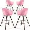 Buy Bar Stools - Scandinavian Design - Dark Wood Legs - Pack of 4 - Nordika Pink 61574
