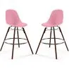 Buy Bar Stools - Scandinavian Design - Dark Wood Legs - Pack of 2 - Skögur Pink 61579