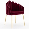 Buy Dining Chair Shell Glam design in Velvet - Golden Legs - Shell Wine 61593
