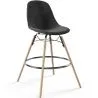 Buy Velvet Bar Stool - Scandinavian Design and Wooden Legs - Skögur Black 61596