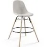 Buy Velvet Bar Stool - Scandinavian Design and Wooden Legs - Skögur Light grey 61596