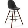 Buy Velvet Bar Stool - Scandinavian Design and Dark Wood Legs - Skögur Black 61598