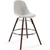 Buy Velvet Bar Stool - Scandinavian Design and Dark Wood Legs - Skögur Light grey 61598