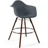 Buy Velvet Bar Stool - Scandinavian Design and Dark Wood Legs - Nordika Dark grey 61599