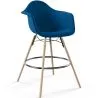 Buy Velvet Bar Stool - Scandinavian Design and Wooden Legs - Nordika Dark blue 61597