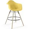 Buy Velvet Bar Stool - Scandinavian Design and Wooden Legs - Nordika Yellow 61597