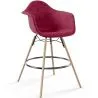Buy Velvet Bar Stool - Scandinavian Design and Wooden Legs - Nordika Dark red 61597