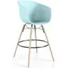 Buy Bar Stool - Scandinavian Design - Natural Wood Legs - Melania Pastel blue 61732