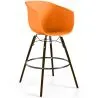 Buy Bar Stool - Scandinavian Design - Dark Wood Legs - Pirela Orange 61733