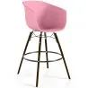 Buy Bar Stool - Scandinavian Design - Dark Wood Legs - Pirela Pink 61733