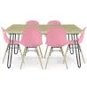 Buy Set Table Hairpin (90x150 cm) + 6 Dining Chairs Nordic Skögur  Pink 61752