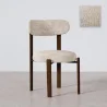 Buy Dining chair upholstered in Chenille – Dark wood-effect legs – Ergonomic and modern design – Okare Cream 61787