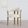 Buy Living room armchair with armrests upholstered in Chenille  – Oak-effect legs – Ergonomic and modern design – Okare Ivory 61788