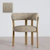 Living room armchair with armrests upholstered in Chenille  – Oak-effect legs – Ergonomic and modern design – Okare image 9
