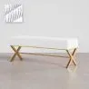 Buy Bench Upholstered In Velvet Fabric With Golden Metal Frame - Vovi White 61764