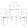 Pack of 3 Dining Chairs - Transparent - Design with Armrests - Louis XIV image 9