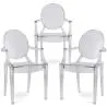 Pack of 3 Dining Chairs - Transparent - Design with Armrests - Louis XIV image 9