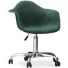 Buy Swivel Velvet Upholstered Office Chair with Wheels - Grev Dark green 60479