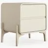 Buy Modern Scandi nightstand covered in faux leather with 2 drawers and natural wood legs - Bennis Taupe 61796