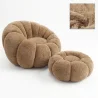 Buy Armchair with Ottoman Upholstered – Soft Fabric – Rubi Chocolate 61837