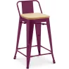 Bar Stool with Backrest - Industrial Design - Wood & Steel - 60cm - New Edition - Stylix image 9