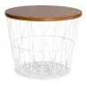 Buy Round Side Table - Industrial Design - Wood and Metal - Basker White 58416