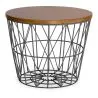 Buy Round Side Table - Industrial Design - Wood and Metal - Basker Dark grey 58416