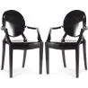 Buy Pack of 2 Transparent Dining Chairs - Armrest Design - Louis XIV Black 58735