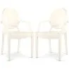 Buy Pack of 2 Transparent Dining Chairs - Armrest Design - Louis XIV Beige 58735