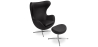 Buy  Design armchair with footrest - Leather upholstered - Brave Black 13661 - prices