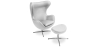 Buy  Design armchair with footrest - Leather upholstered - Brave White 13661 at Privatefloor