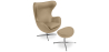 Buy  Design armchair with footrest - Leather upholstered - Brave Taupe 13661 - prices