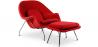 Buy Designer Armchair with Footrest - Upholstered in Fabric - Womb Red 16503 Home delivery