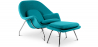 Buy Designer Armchair with Footrest - Upholstered in Fabric - Womb Turquoise 16503 - prices