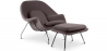 Buy Designer Armchair with Footrest - Upholstered in Fabric - Womb Dark grey 16503 at Privatefloor