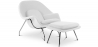 Buy Designer Armchair with Footrest - Upholstered in Fabric - Womb White 16503 - prices