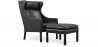 Buy Armchair with Footrest - Upholstered in Leather - Micah Black 15450 - in the EU