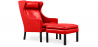 Buy Armchair with Footrest - Upholstered in Leather - Micah Red 15450 with a guarantee