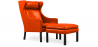 Buy Armchair with Footrest - Upholstered in Leather - Micah Orange 15450 - in the EU