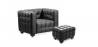 Buy Nubus  Armchair with Matching Ottoman - Premium Leather Black 13187 - in the EU