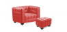 Buy Nubus  Armchair with Matching Ottoman - Premium Leather Red 13187 in the Europe